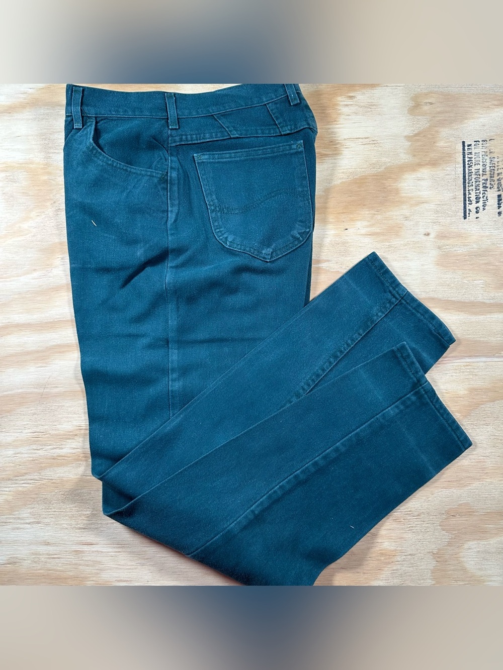 Vintage 90s Lee High Waisted Tapered Leg Green Denim Jeans Womens 10 MED Made in
